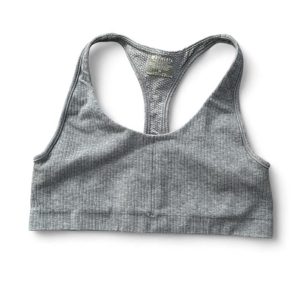 Athleta Gray Ribbed Sports Bra Women Sz Medium M
